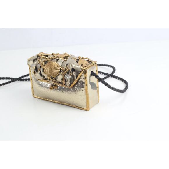 Vtg Handmade Artisan Mixed Metal Sea Life Themed Minaudiere' Evening Bag 1980's - Picture 7 of 16